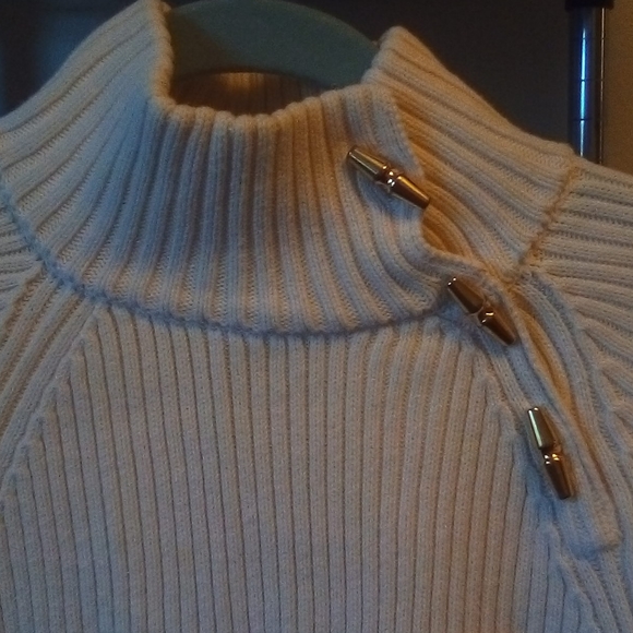 Ralph Lauren white ribbed turtleneck sweater sze L - Picture 2 of 8
